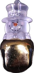 Glass Snowman Ornament With Gold Bell