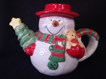 Snowman Christmas Tree Spout Teapot Tea Pot