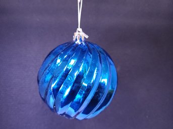 Large Blue Swirl Glass Ball Ornament