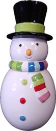 Rainbow Scarf Snowman Cookie Jar Hand Painted Ceramic China Target Home Brand