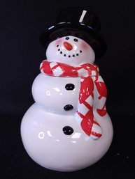 Snowman Cookie Jar Hand Painted Ceramic China Target Home Brand