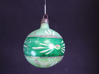 Vintage Hand Painted Glass Ball Ornament