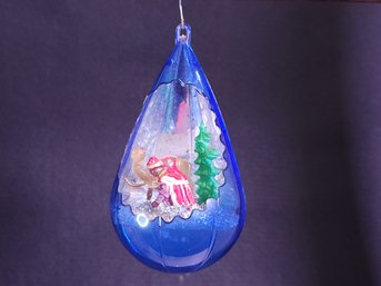 Vintage Jewel Brite Diorama Ornament Wiseman And Camel Next To A Christmas Tree Blue Star Teardrop Glass