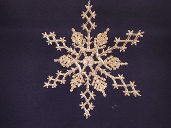 Lot Of Four Gold Glitter Snowflake Ornaments