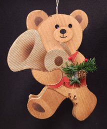 Cute Wood Teddy Bear Ornament