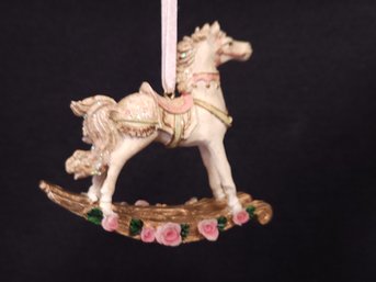 Wood Hand Painted Rocking Horse Ornament