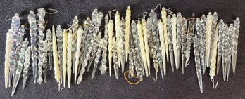 Lot Of 50 Icicle Ornaments Assorted Shapes Colors Finishes Designs