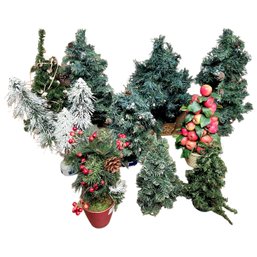 10 Piece Lot Of Fake Faux Christmas Trees Table Centerpieces Desktop Decorations Decor Holiday Winter Seasonal