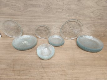 25 Piece Lot Pale Blue Glassware Set, Plates And Bowls, Gorgeous Designs!