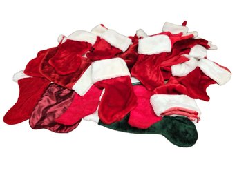 Lot Of 24 Christmas Stockings And 2 Santa Hats