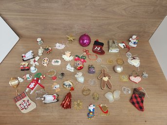 Lot Of Over 50 Unique Christmas Ornaments! Vintage Glass, Metal, Silk Wrapped, Porcelain, Hand Painted Wood!