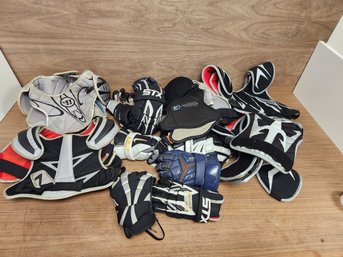 Big Lot Of Sports Gloves And Pads Protective Gear Hockey Football Lacrosse