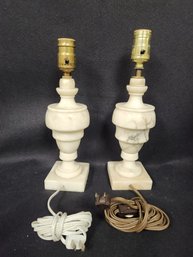 Pair Of Antique Marble Snapit Table Lamps