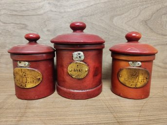 Lot Of 3 Antique Coffee Tea Spice Jars