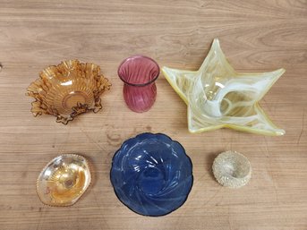 6 Piece Lot Of Absolutely Gorgeous Art Glass