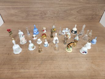 Lot Of 32 Decorative Bells Porcelain Crystal Glass Ceramic Bone China Brass Silver Gold