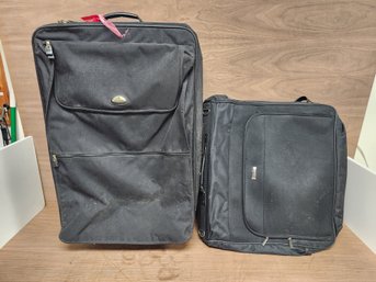 Pair Of Large Black Suitcase Travel Bags Samsonite And Concourse