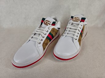 Gucci Bee Men's Sneakers Size 10.5 (44) GG Red Green White Gold Made In Italy