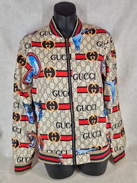 Gucci Stylish Track Jacket GG Men's Medium New York 5th Avenue Cat Tiger Steer Skull Print
