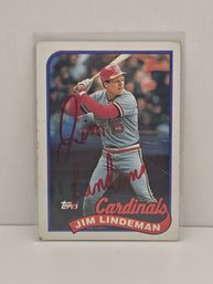 Jim Lindeman #791 Topps Signed Autographed MLB Baseball Card 1989 St. Louis Cardinals