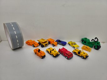 12 Piece Lot Assorted Vintage Toys Cars And Road Tape Matchbox Hotwheels Die Cast Scale Model