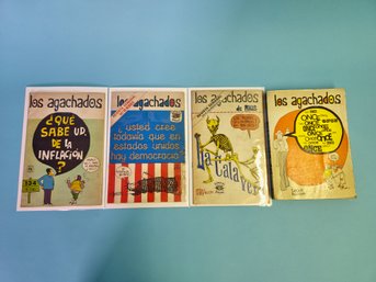 Lot Of 4 Los Agachados Comics And Paperback Compilation Rare  1970s Communist Marxist Leftist Theory