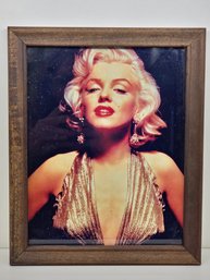 Marilyn Monroe Iconic Gold Dress Photograph 9'x11' Vintage Golden Age Of Hollywood Decor In Wood Frame
