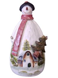Frosty The Snowman Hand Painted Carved Wood Table Centerpiece