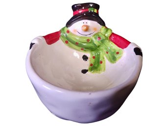 Hand Painted Ceramic Frosty The Snowman Decorative Bowl