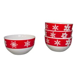 4 Soup Bowls 5' - Royal Norfolk Red Snowflake