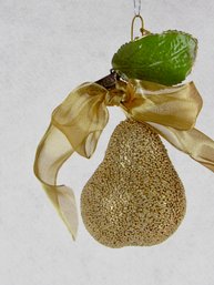Lot Of 6 Gold Ton Christmas Pear Decorations