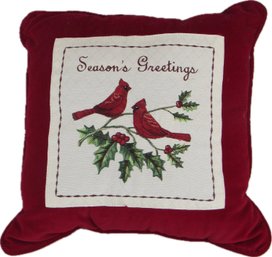 Season's Greetings Red Cardinal Holiday Decorative Throw Pillow