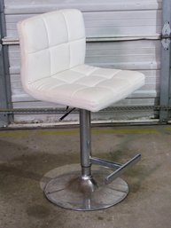 White And Chrome Adjustable Height Bar Stool