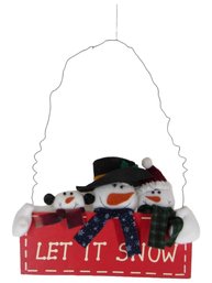 Let It Snow Hanging Sign With Three Snowmen