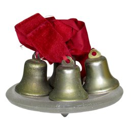 Set Of Christmas Bells And Red Ribbon