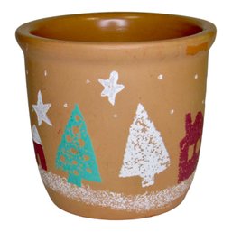 Christmas Clay Flower Pot With Christmas Tree Artwork