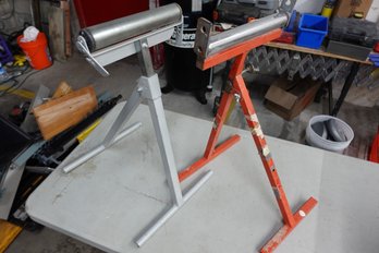 Lot Of Two Woodworking Outfeed Roller Stands - Workforce