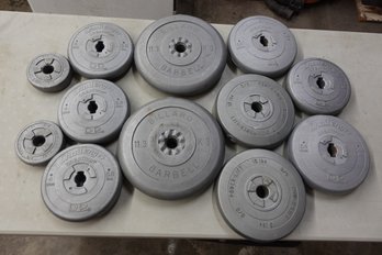 Lot Of Weightlifting Weights Various Sizes Barbells
