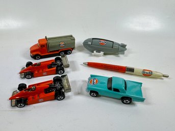 Vintage Gulf Collectible Toy Cars, Pen & Blimp - Promotional Memorabilia Lot