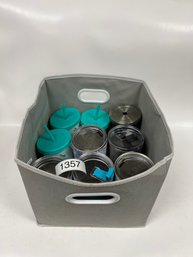 Tote Full Of Thermoses And Cups - YETI RTIC Etc