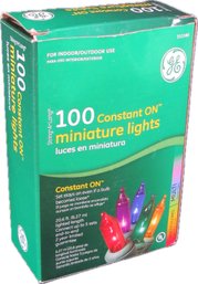 GE 100 Constant ON Miniature Lights Vintage Colorful Christmas Lights String Lights CIB