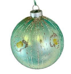Vintage Shiny Brite Mercury Glass Christmas Ornament Ball Teal Color With Mica Finish