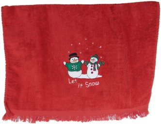 Red Snowman Let It Snow Decorative Towel