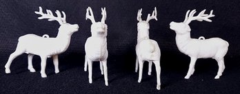 Lot Of Four White Reindeer Ornaments