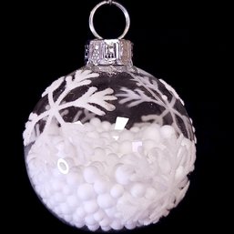 Glass Ornament Filled With Fake Snow With Snowflake Painted Design