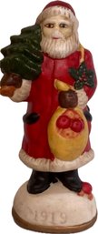 Antique 1919 Santa Claus Holding A Tree And A Sack Of Apples Ornament