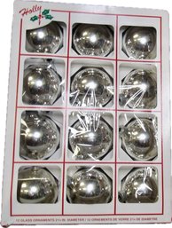 In Box Silver Ornaments - Christmas Tree 12 Pack