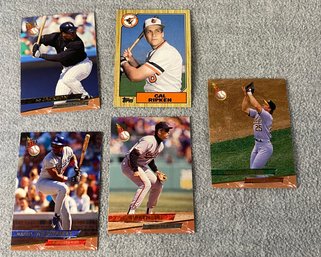 5 MLB Baseball Trading Cards 1993 And 1987 Cal Ripken Bo Jakcson Mark Mcguire Darryl Strawberry