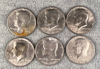 Lot Of 6 John F. Kennedy Half Dollar Coins JFK '74 '79 '80 1776-1976 USD Coins US Currency USA Mint