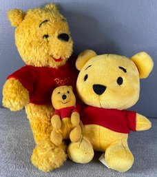 3 Winnie The Pooh Stuffed Bears - Disney World Collectibles